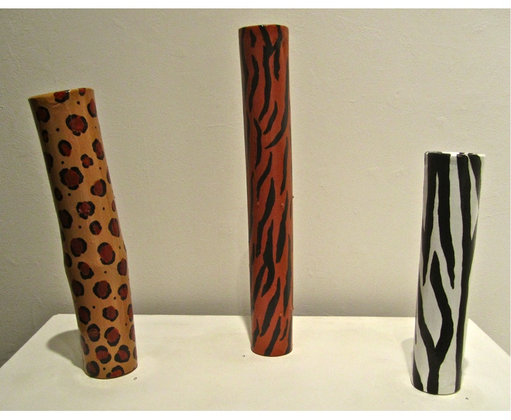 Bamboo Leopard, Tiger, and Zebra 2011 3x12 acrylic on bamboo (weather resistant) SOLD