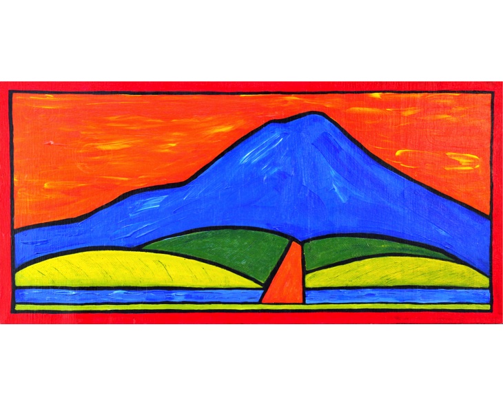 Blue Mt. Tam, Orange Bike Path 2011 12x24 acrylic on wood