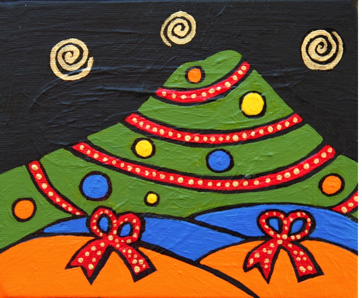 Mt. Tam for the Holidays 2011 5x6 acrylic on canvas