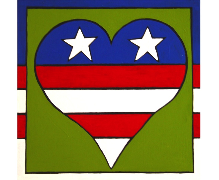 Red, White, and Blue Heart 2012 12x12 acrylic on canvas SOLD