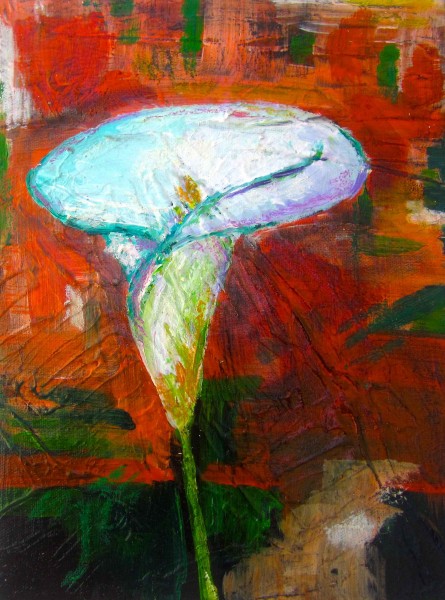 Sunburst Lily 2013 10x12 acrylic and oil pastel on canvas SOLD