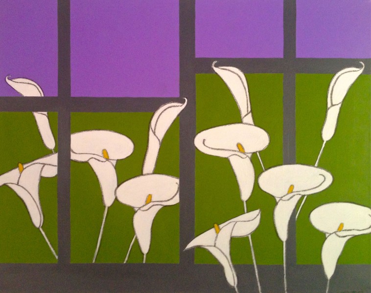 Garden of Lilies 1 2013 24x30 acrylic and charcoal on canvas 