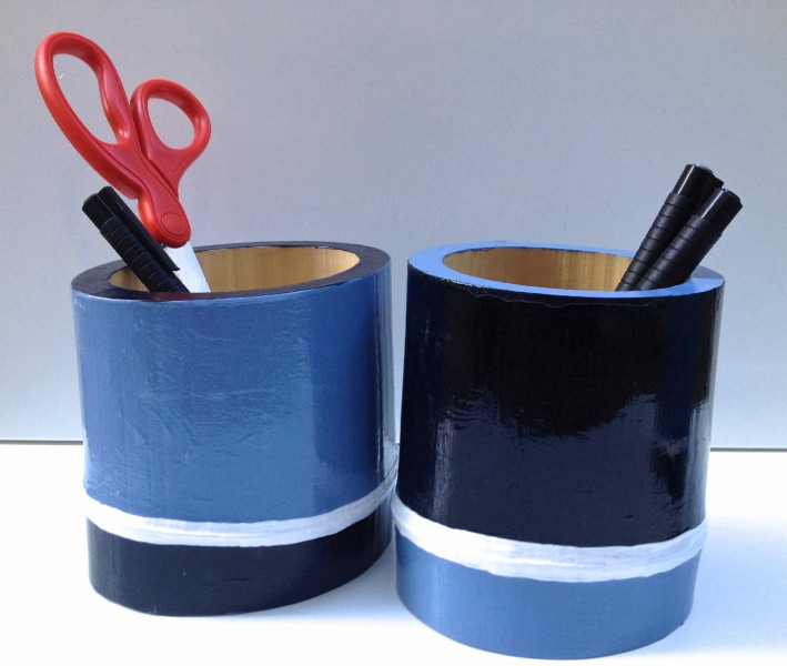 Shades of Grey Bamboo Vessels 2013 acrylic and varnish on bamboo