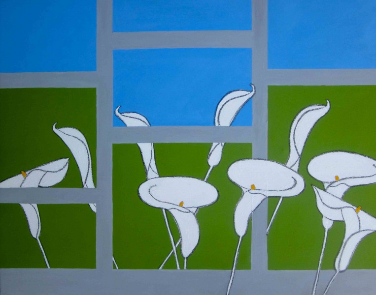 Springtime Garden 2 2013 24x28 acrylic and charcoal on canvas