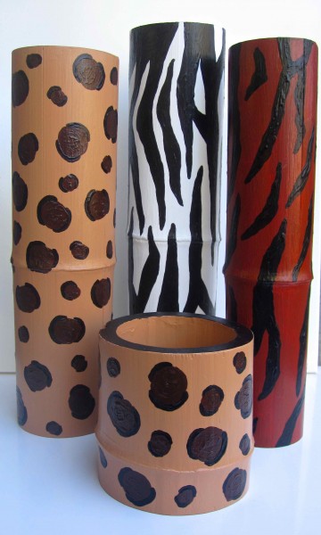 Four Animal Print Bamboo Vessels 2013