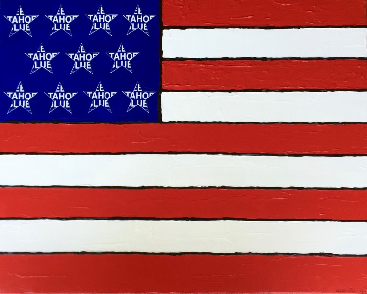 Stars, Stripes and Tahoe Blue 2016 24x30 acrylic and mixed media on canvas